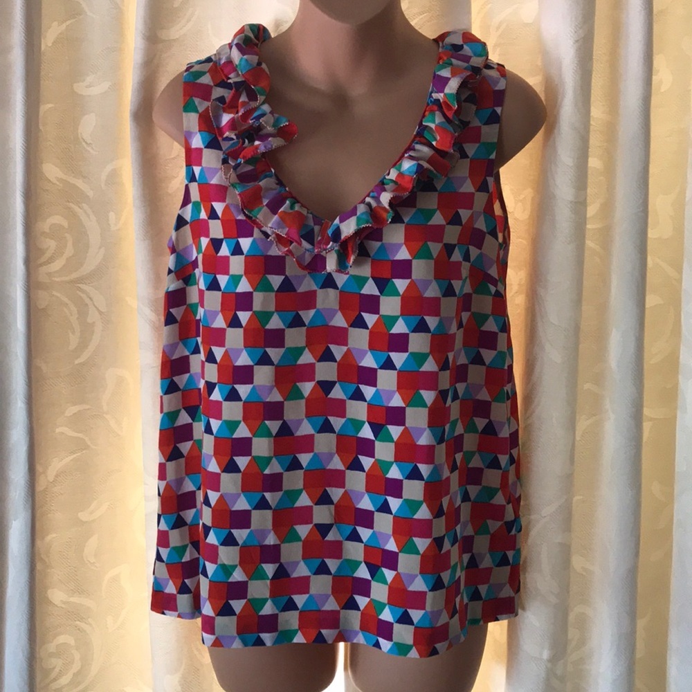 Kate Spade NY Live Colorfully Silk Ruffles Blouse